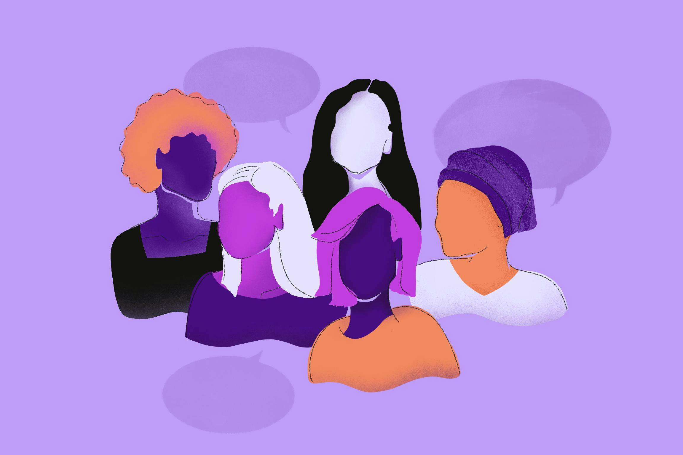An illustration showing a diverse group of people coming together